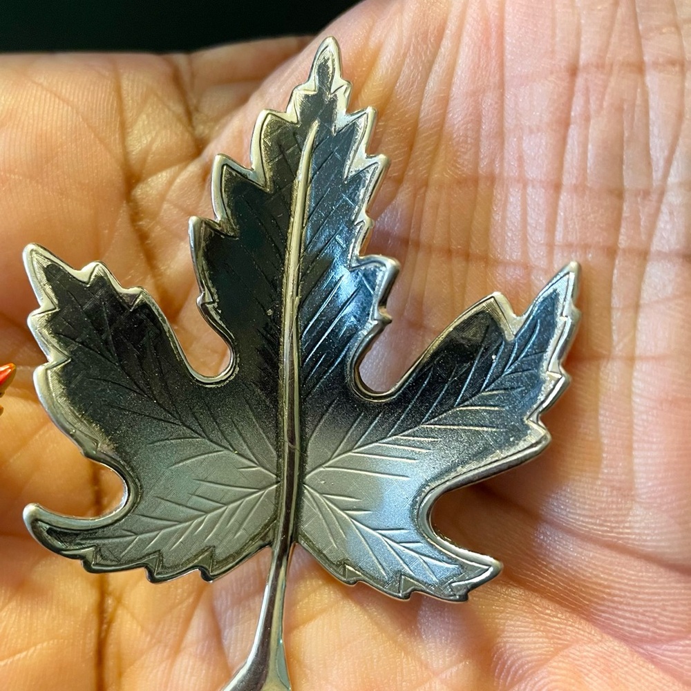 Leaf Brooch Pin Set. One Is Colorful Enamel. The … - image 3